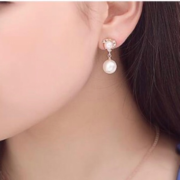 NEW!💙💎MODERN! PEARL LOOK💍SPARKLING CZ DROPS💎💙 - Picture 5 of 8